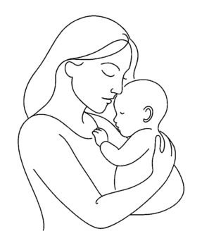 Une mère tenant son enfant dans les bras