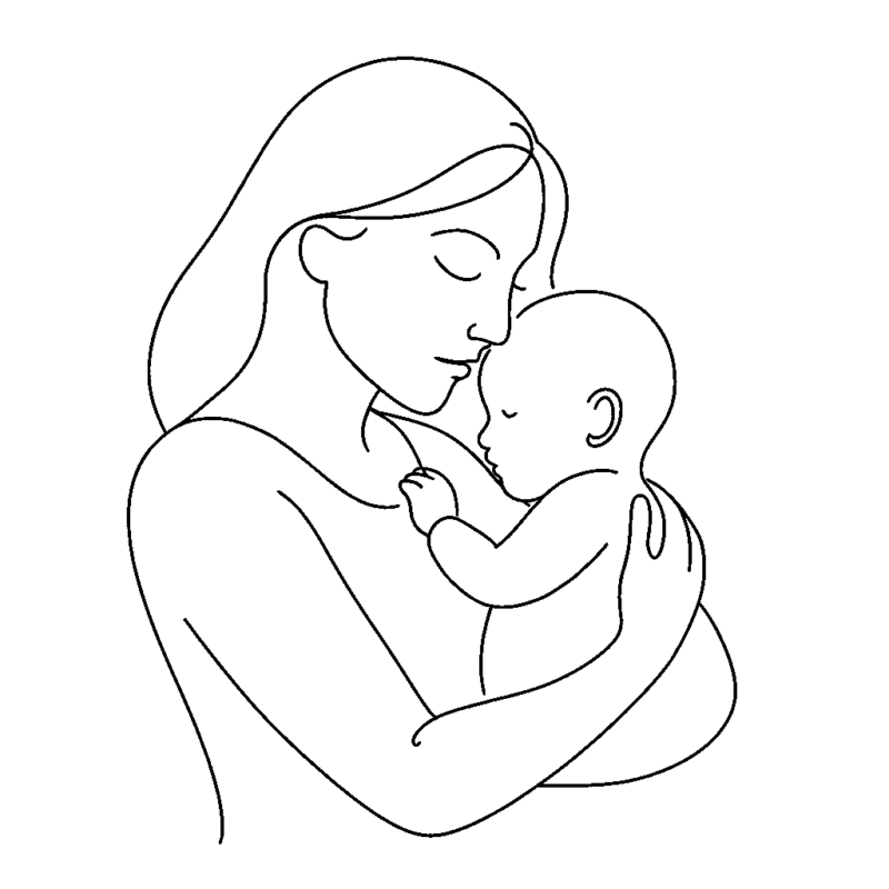 Une mère tenant son enfant dans les bras